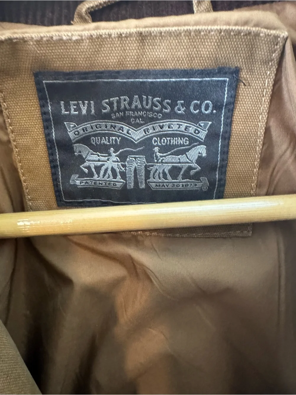 Levi’s Canvas Cotton Shorty Barn Coat, Cord Collar, Tan/Brown, Women’s L, NWT